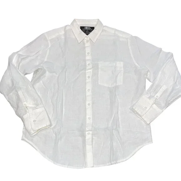 J.Crew Women's Sz 6 White Garçon Classic Shirt Baird McNutt Irish Linen CG940 - Picture 3 of 11